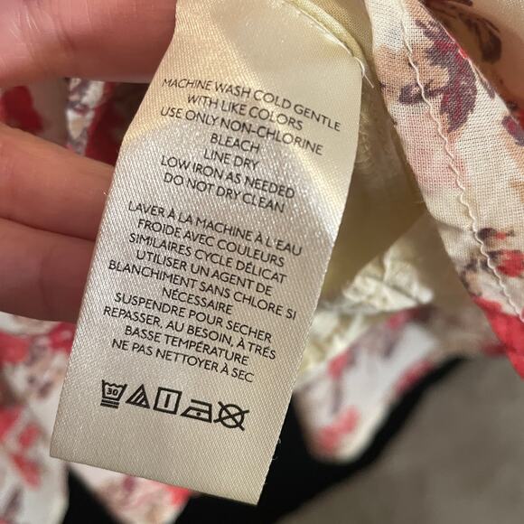 Free People Keep You Mini Dress Floral Print Smocked Ivory‎ Red Boho Cottage M - Picture 5 of 7